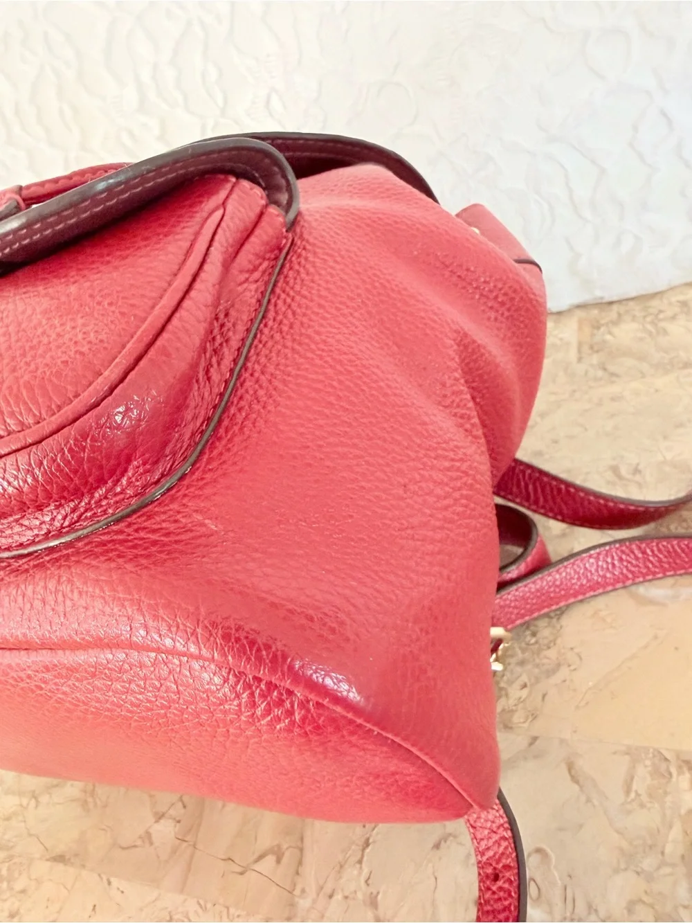 Coach Red Pennie 22 Pebble Leather Backpack